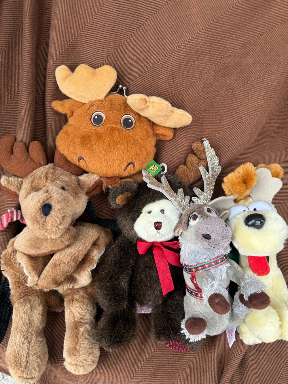 Plush Reindeer & Moose Holiday Toy Collection - Brown